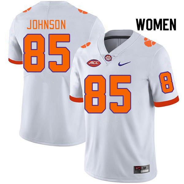 Women's Clemson Tigers Charlie Johnson #85 College White NCAA Authentic Football Stitched Jersey 23AR30FN
